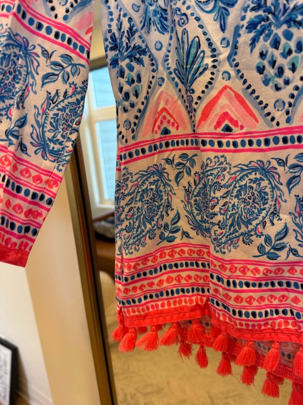 Lilly Pulitzer Blue & Pink Paisley Print Tunic with Tassel Hem - Picture 3 of 7